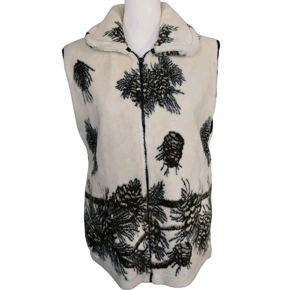 Vintage 90s Fleece Full Zip Vest Gorpcore Cabin Collared Mazmania USA Made Sz M